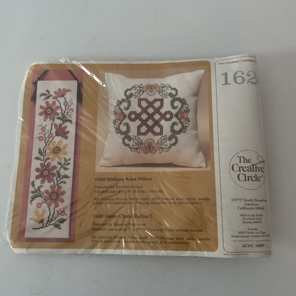Creative Circle Cross Stitch Kit Pillow Endless Knot 0462 6-Ct Herta Cloth